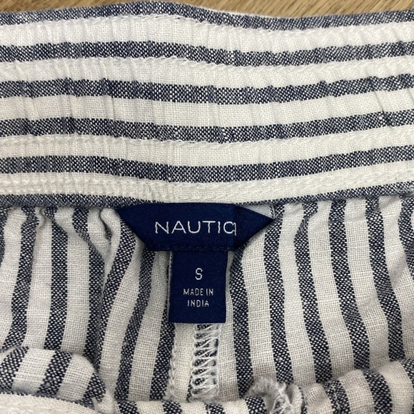 🌸Nautica 4.5" STRIPED LINEN-BLEND PULL-ON SHORT - Picture 5 of 9